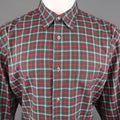 BRIONI SPORT Size L Olive & Red Plaid Cotton Flannel Long Sleeve Shirt BRIONI SPORT