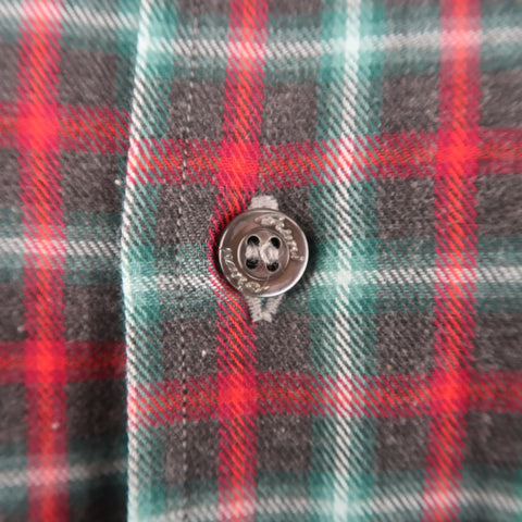 BRIONI SPORT Size L Olive & Red Plaid Cotton Flannel Long Sleeve Shirt BRIONI SPORT