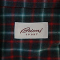 BRIONI SPORT Size L Olive & Red Plaid Cotton Flannel Long Sleeve Shirt BRIONI SPORT