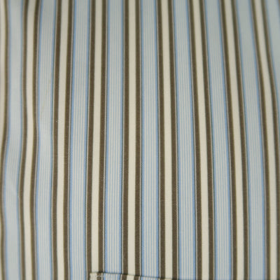 BRIONI Size L Light Blue Stripe Cotton Long Sleeve Shirt