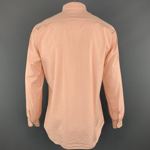 BRIONI Size L Orange Window Pane Cotton Button Down Long Sleeve Shirt