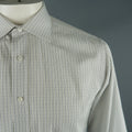 BRIONI Size L White Window Pane Cotton Dress Shirt BRIONI