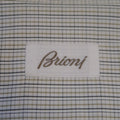 BRIONI Size L White Window Pane Cotton Dress Shirt BRIONI