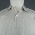 BRIONI Size M Gray Stripe Cotton Long Sleeve French Cuff Shirt BRIONI
