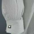 BRIONI Size M Gray Stripe Cotton Long Sleeve French Cuff Shirt BRIONI