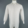 BRIONI Size S Gray Stripe Cotton Contrast Collar French Cuff Long Sleeve Shirt BRIONI