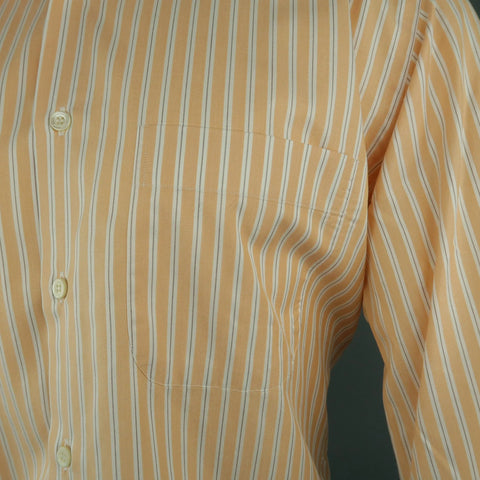 BRIONI Size S Orange Stripe Cotton Long Sleeve Shirt BRIONI