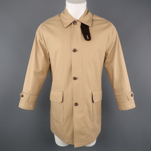BROOKS BROTHERS S Khaki Cotton Zip & Buttons Coat