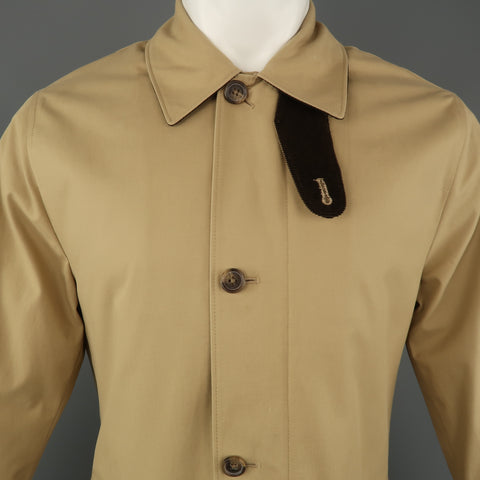 BROOKS BROTHERS S Khaki Cotton Zip & Buttons Coat