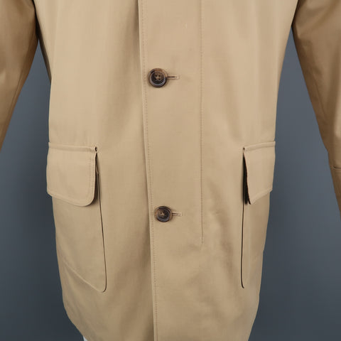 BROOKS BROTHERS S Khaki Cotton Zip & Buttons Coat