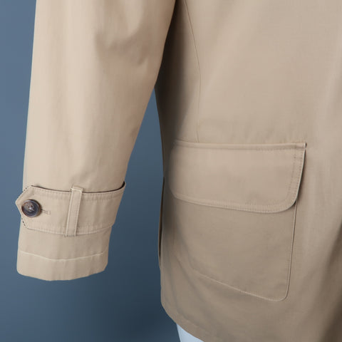 BROOKS BROTHERS S Khaki Cotton Zip & Buttons Coat