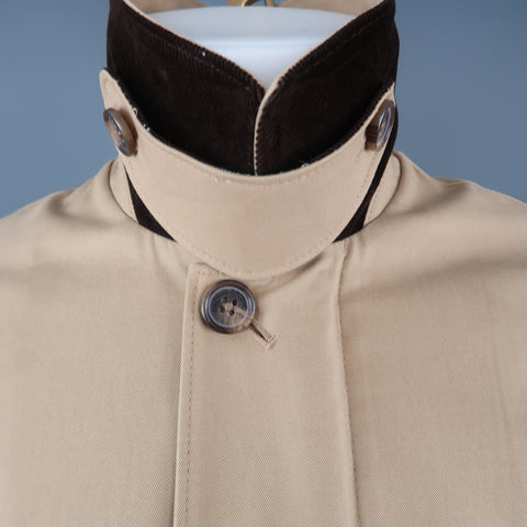 BROOKS BROTHERS S Khaki Cotton Zip & Buttons Coat