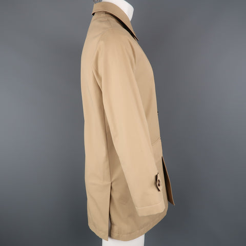 BROOKS BROTHERS S Khaki Cotton Zip & Buttons Coat