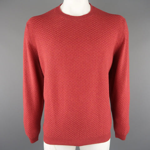 BROOKS BROTHERS Size L Brick Knitted Cashmere Crew-Neck Sweater BROOKS BROTHERS