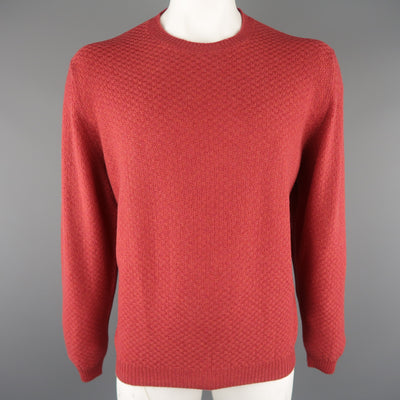 BROOKS BROTHERS Size L Brick Knitted Cashmere Crew-Neck Sweater