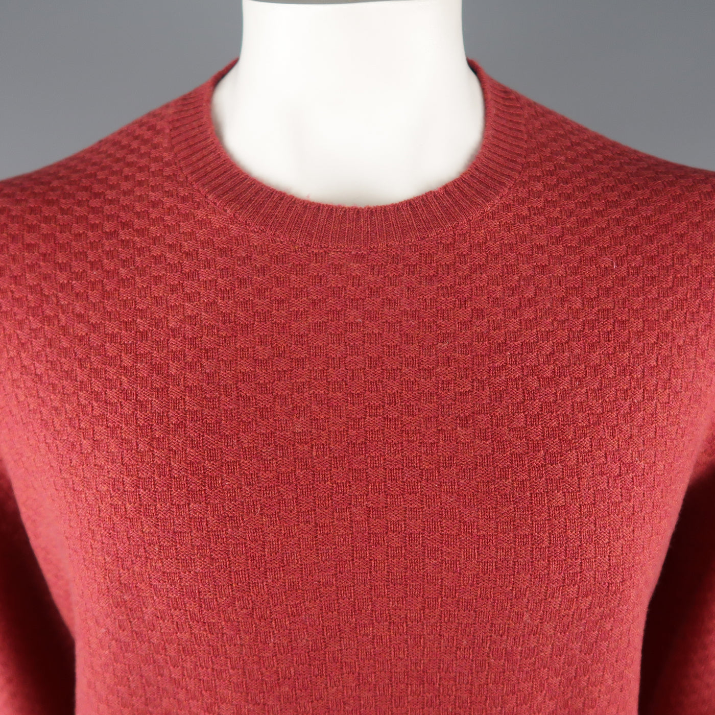 BROOKS BROTHERS Size L Brick Knitted Cashmere Crew-Neck Sweater