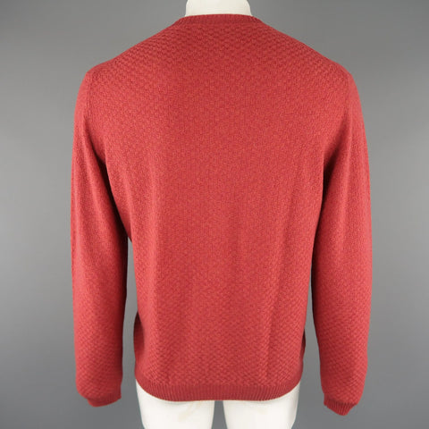 BROOKS BROTHERS Size L Brick Knitted Cashmere Crew-Neck Sweater BROOKS BROTHERS