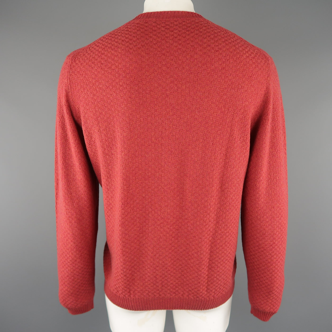 BROOKS BROTHERS Size L Brick Knitted Cashmere Crew-Neck Sweater