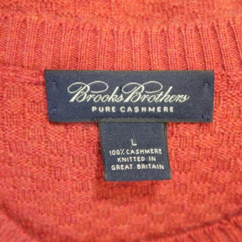 BROOKS BROTHERS Size L Brick Knitted Cashmere Crew-Neck Sweater BROOKS BROTHERS