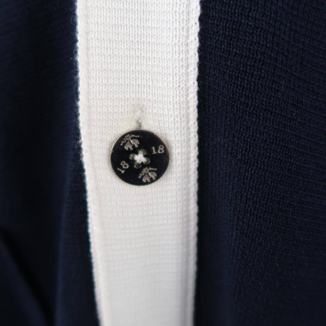 BROOKS BROTHERS Size S Navy & White Cotton Cardigan