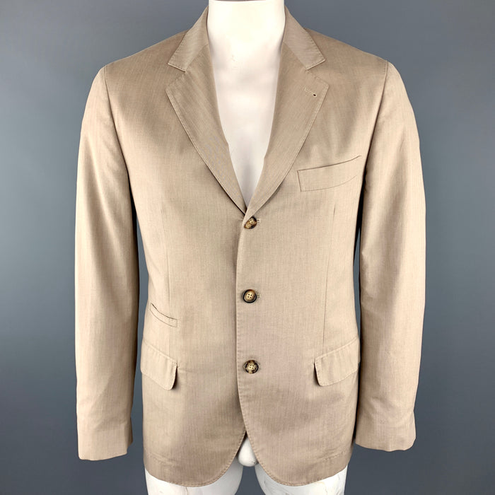 BRUNELLO CUCINELLI 40 Sand Cotton Notch Lapel Sport Coat