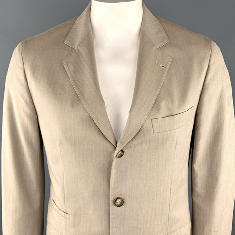 BRUNELLO CUCINELLI Abrigo sport 40 de algodón color arena con solapa de muesca 