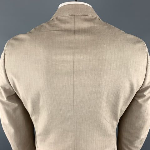 BRUNELLO CUCINELLI Abrigo sport 40 de algodón color arena con solapa de muesca 