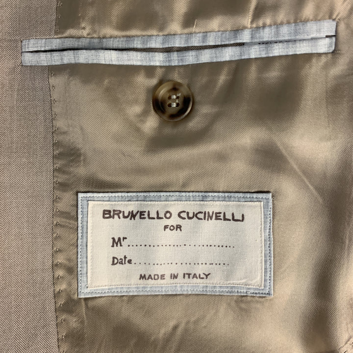 BRUNELLO CUCINELLI 40 Sand Cotton Notch Lapel Sport Coat