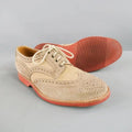 BRUNELLO CUCINELLI Size 10 Taupe Perforated Canvas Wingtip Lace Up Shoe BRUNELLO CUCINELLI
