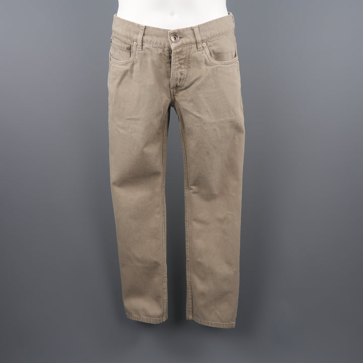 BRUNELLO CUCINELLI Size 30 x 28 Slim Low Rise Oatmeal Solid Denim Jeans