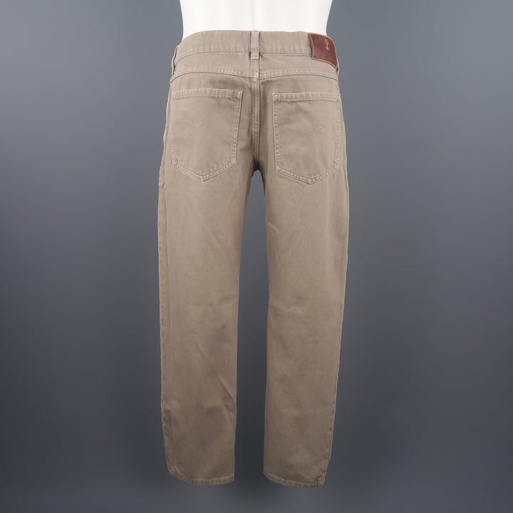BRUNELLO CUCINELLI Size 30 x 28 Slim Low Rise Oatmeal Solid Denim Jeans