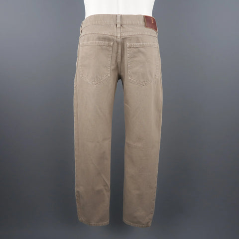 BRUNELLO CUCINELLI Size 30 x 28 Slim Low Rise Oatmeal Solid Denim Jeans BRUNELLO CUCINELLI