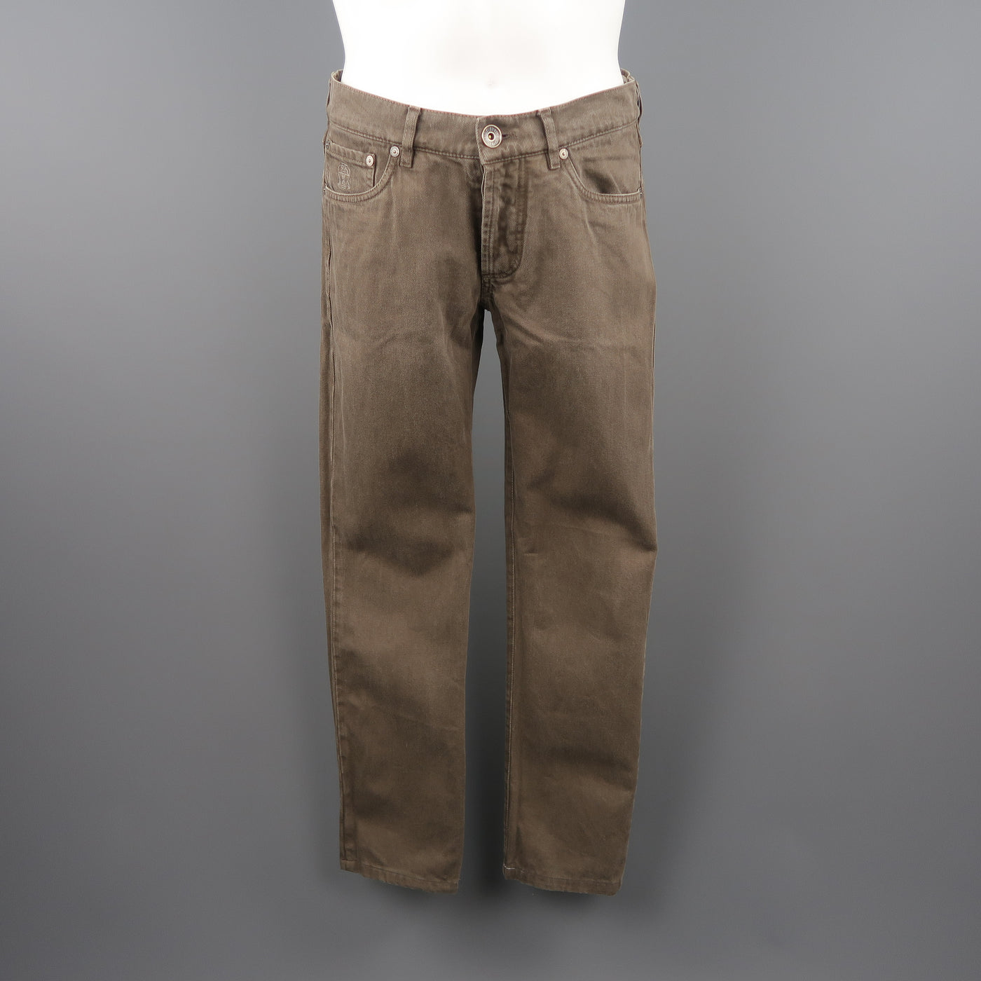 BRUNELLO CUCINELLI Size 30 x 28 Taupe Solid Denim Jeans