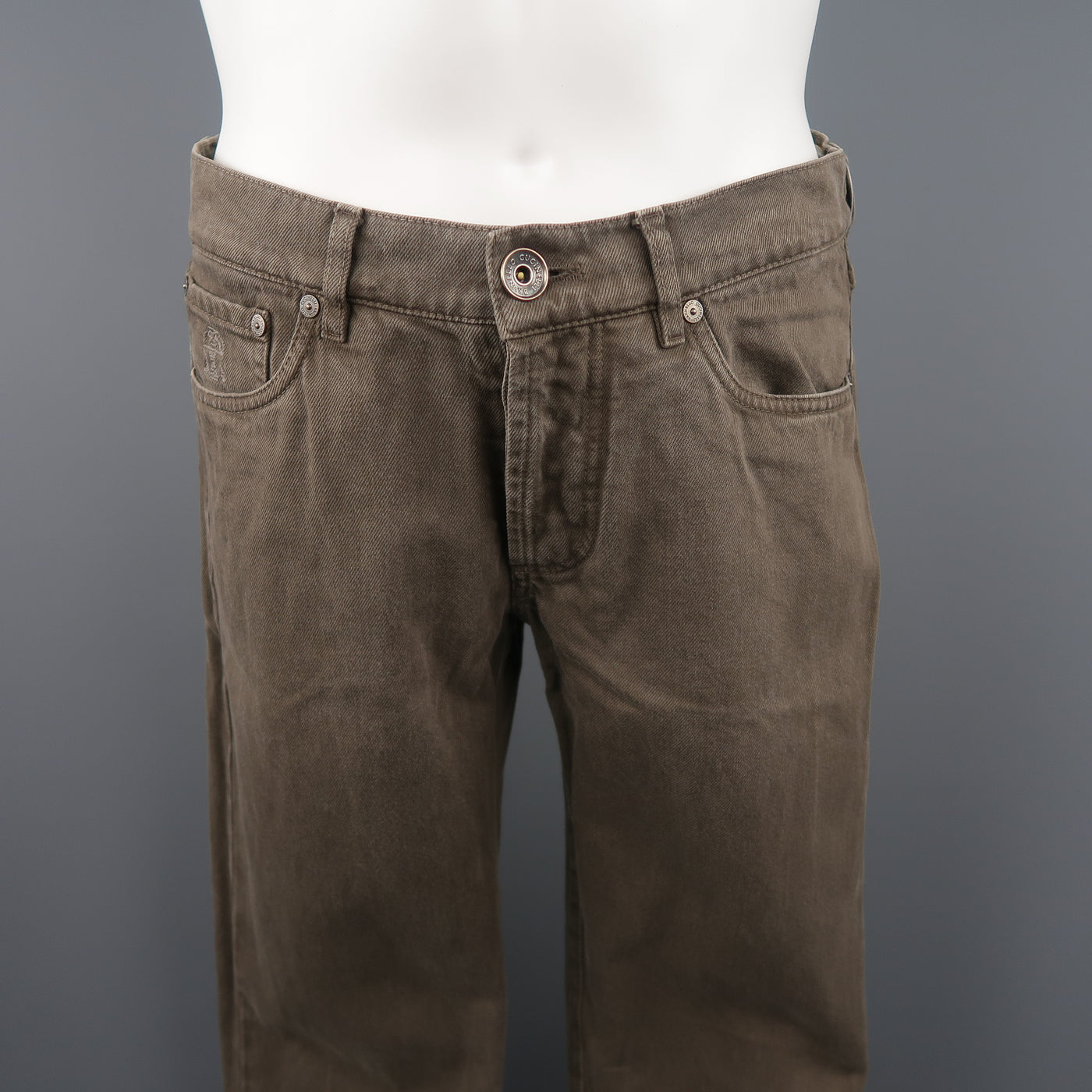 BRUNELLO CUCINELLI Size 30 x 28 Taupe Solid Denim Jeans