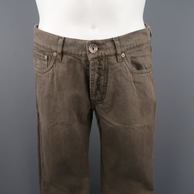 BRUNELLO CUCINELLI Size 30 x 28 Taupe Solid Denim Jeans