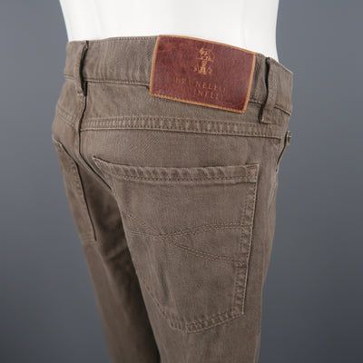 BRUNELLO CUCINELLI Size 30 x 28 Taupe Solid Denim Jeans