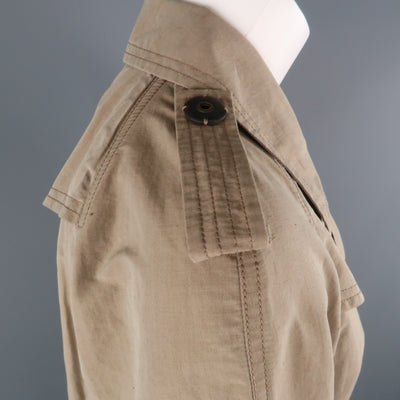 BRUNELLO CUCINELLI Size 4 Khaki Cotton Double Breasted A Line Trench Jacket