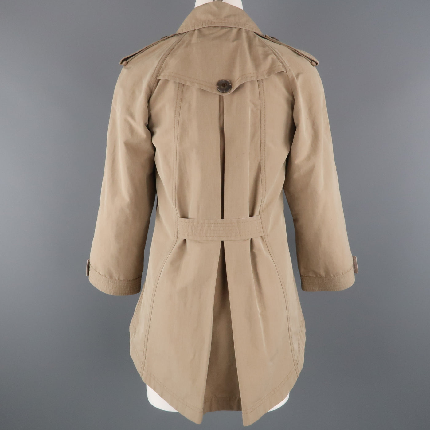 BRUNELLO CUCINELLI Size 4 Khaki Cotton Double Breasted A Line Trench Jacket