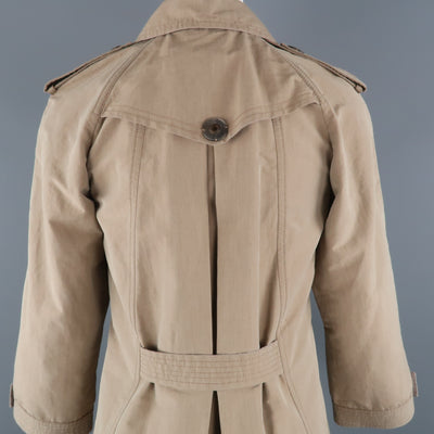 BRUNELLO CUCINELLI Size 4 Khaki Cotton Double Breasted A Line Trench Jacket