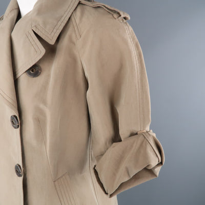 BRUNELLO CUCINELLI Size 4 Khaki Cotton Double Breasted A Line Trench Jacket