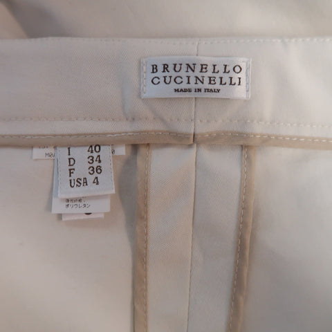 BRUNELLO CUCINELLI Size 4 Off White Cotton / Elastane Stretch Pants