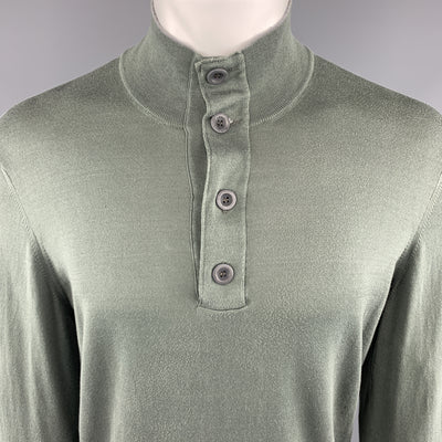 BRUNELLO CUCINELLI Size 40 Olive Cotton Buttoned Pullover Sweater