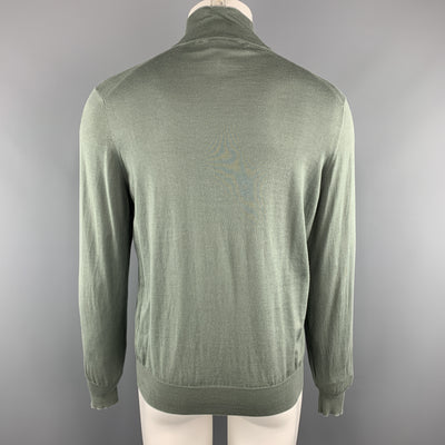 BRUNELLO CUCINELLI Size 40 Olive Cotton Buttoned Pullover Sweater