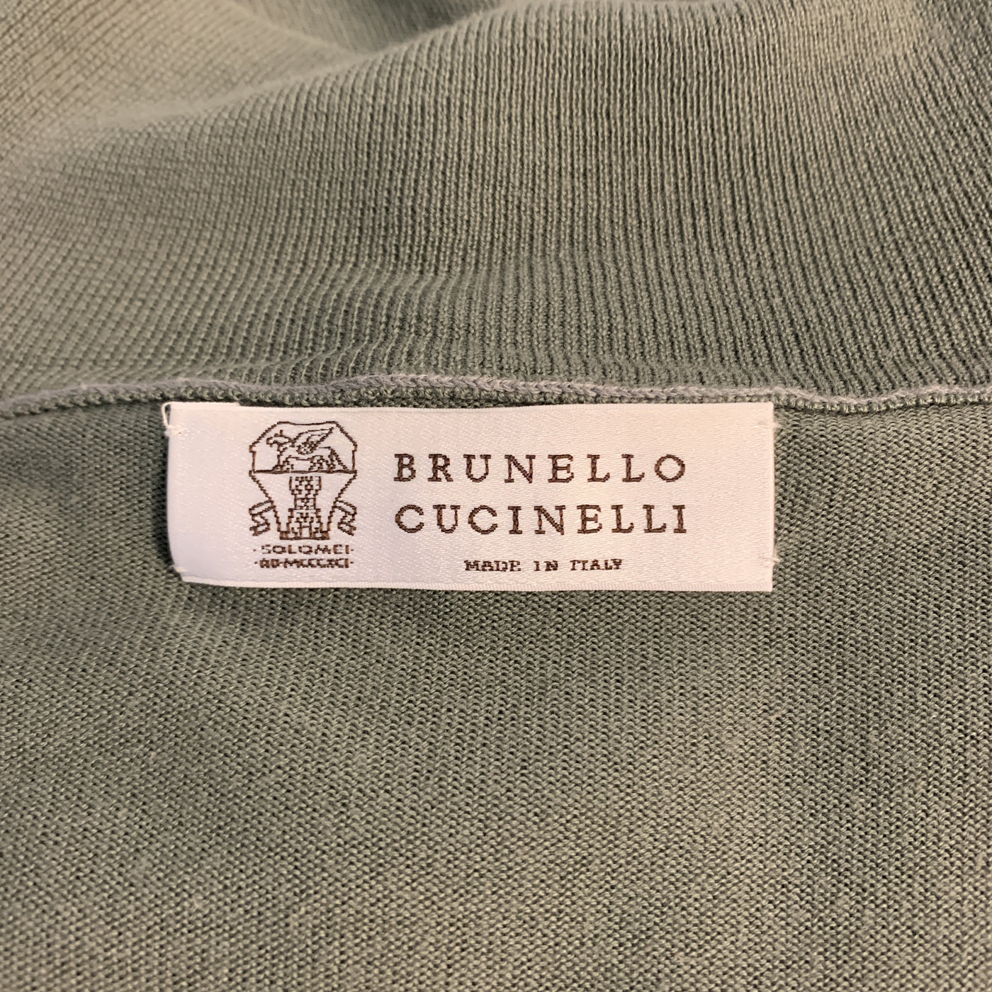BRUNELLO CUCINELLI Size 40 Olive Cotton Buttoned Pullover Sweater