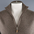 BRUNELLO CUCINELLI Size 46 Taupe & Grey Knitted Cashmere 1/2 Zip Sweater BRUNELLO CUCINELLI
