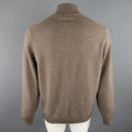 BRUNELLO CUCINELLI Size 46 Taupe & Grey Knitted Cashmere 1/2 Zip Sweater BRUNELLO CUCINELLI