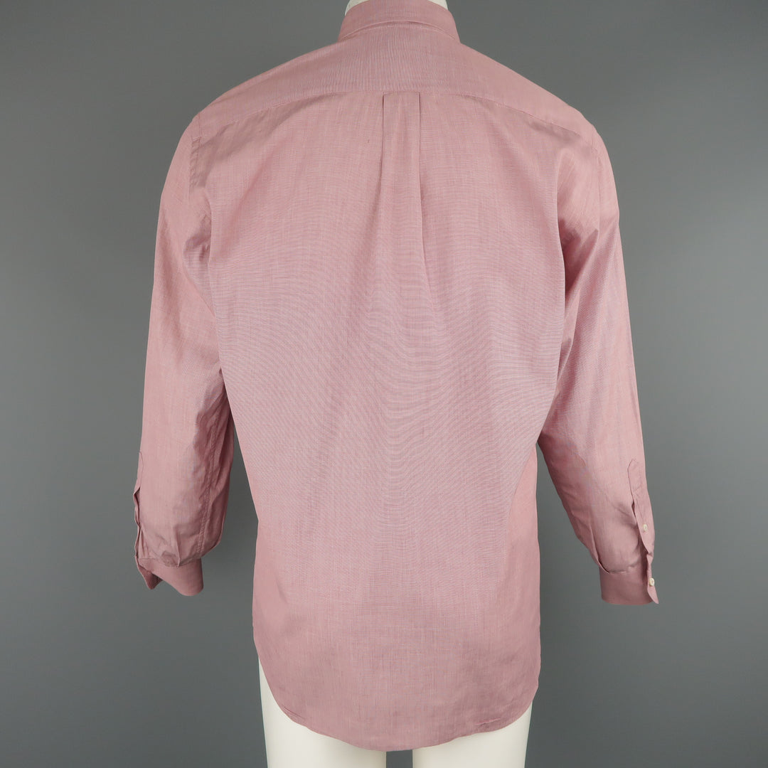 BRUNELLO CUCINELLI Size M Burgundy Grid Cotton Long Sleeve Button Down Shirt