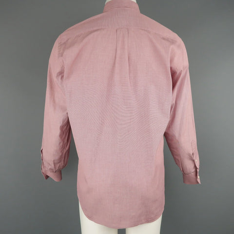 BRUNELLO CUCINELLI Size M Burgundy Grid Cotton Long Sleeve Button Down Shirt BRUNELLO CUCINELLI