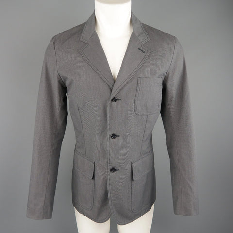BURBERRY LONDON 40 Grey Nailhead Cotton Notch Lapel Patch Pocket Jacket BURBERRY LONDON