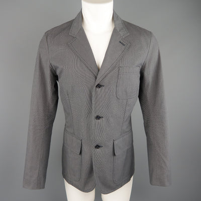 BURBERRY LONDON 40 Grey Nailhead Cotton Notch Lapel Patch Pocket Jacket